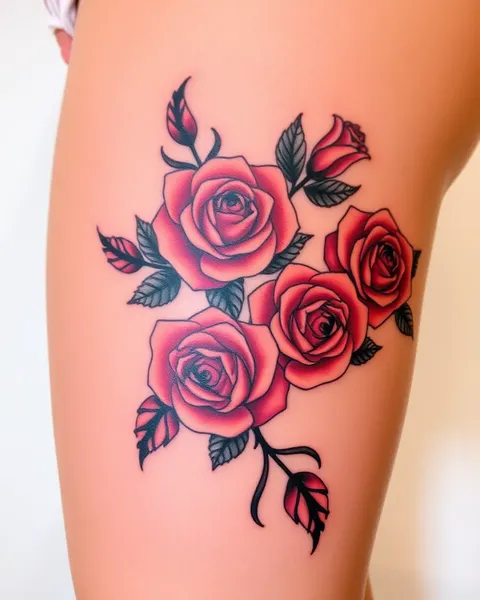 Tattoos of Roses on Thigh Personal Symbolism