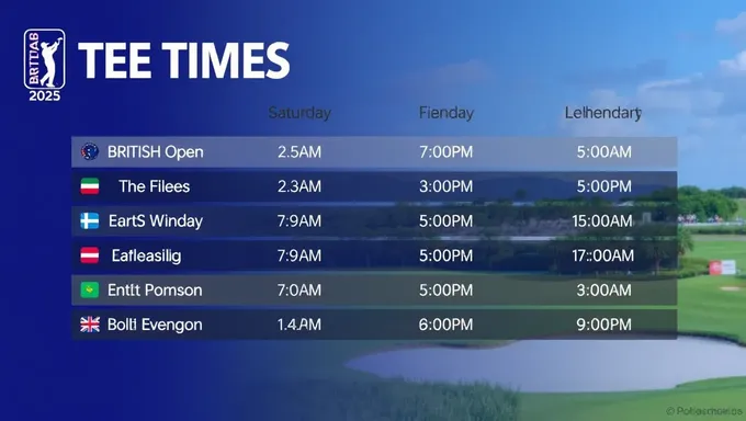 Tee Times for British Open 2025 Golf Tournament