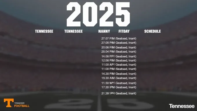 Tennessee Football Schedule for 2025 Announced