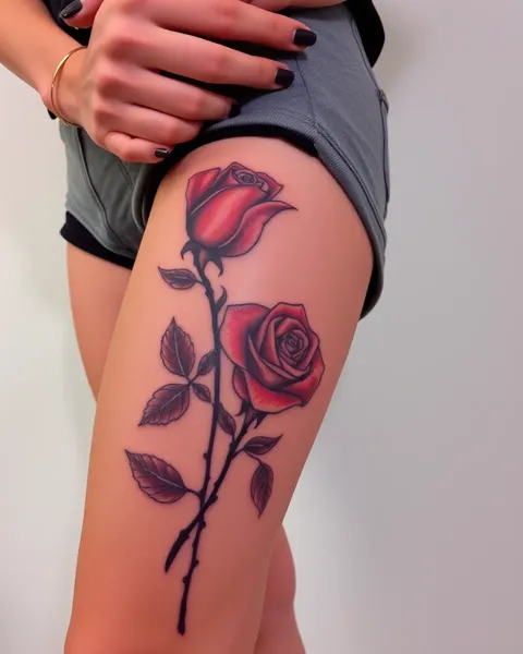 Thigh Tattoo with Roses as Design