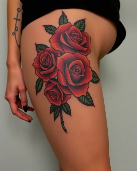 Thigh Tattoos Showcase Roses