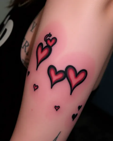 Three Hearts Tattoo Representing Unbreakable Friendship Ties