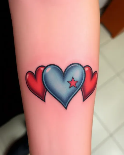 Three Hearts Tattoo for Unbreakable Family and Friendship