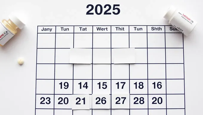 Time and Date Medication Calendar for 2025