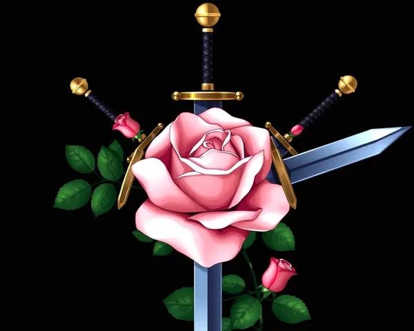 Title: Roses with Swords PNG Image