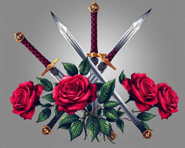 Title: Roses with Swords PNG