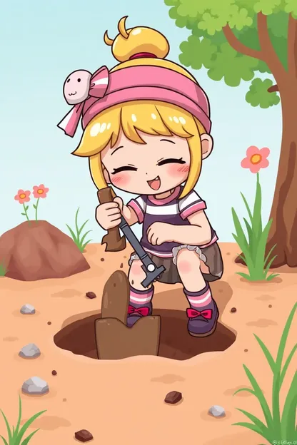 Toe in Ground: Cartoon Girl's Hobby