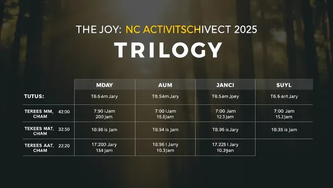 Trilogy NC 2025 Activities Schedule Now Published