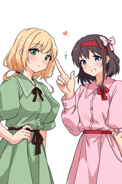 Two Girls Hold One Finger High