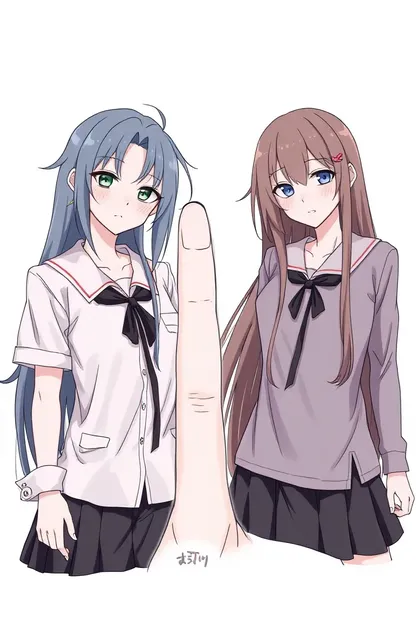 Two Girls Play with One Finger Game