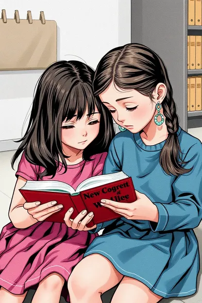 Two Girls Reading and Sharing a Moment