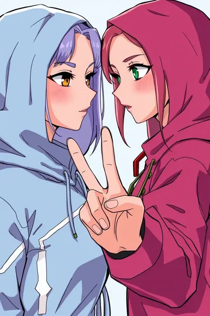 Two Girls Share One Finger Moment