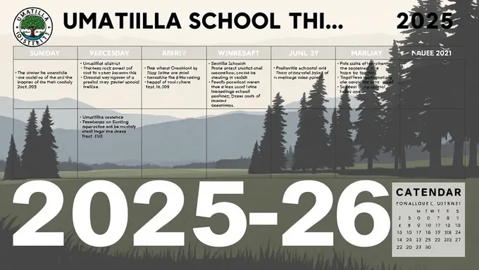 Umatilla School District 2025-2025 School Year Calendar