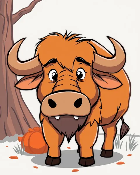 Unique Cartoon Images of Buffalo Animals and Habitats