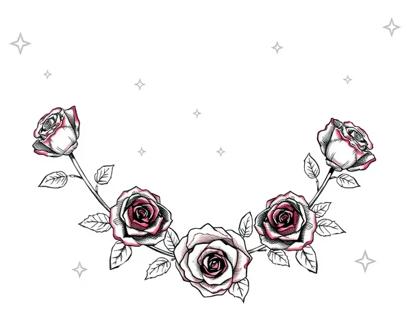 Unique Rose Garland PNG Tattoo Drawing Style