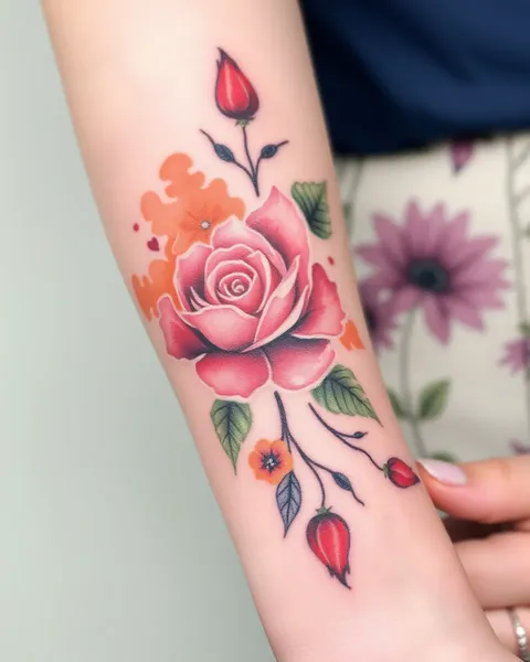 Unique Watercolor Floral Tattoo Design Concept