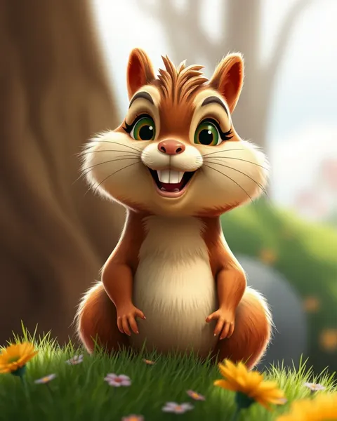 Vibrant Cartoon Chipmunk Pictures Depict Forest Adventure Fun