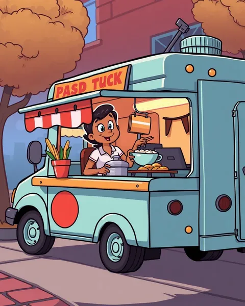 Vibrant Cartoon Food Truck Images for Marketing