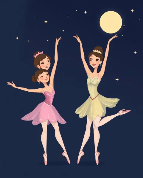 Vibrant Cartoon Images of Ballerinas in Action