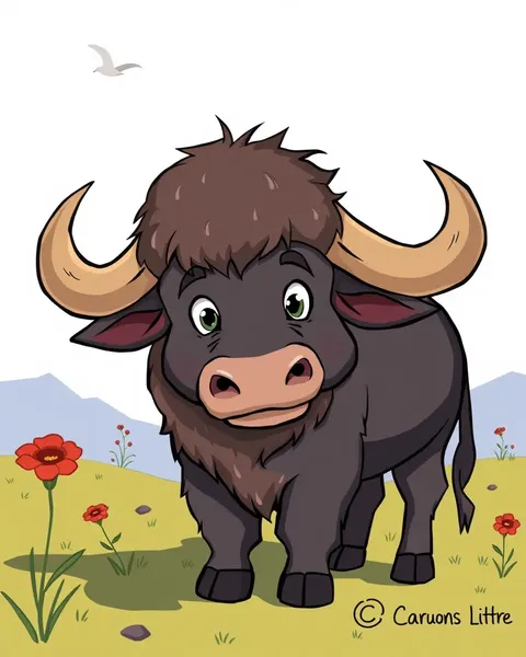 Vibrant Cartoon Images of Buffalo Animals and Habitats