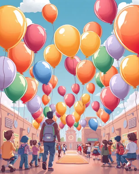 Vibrant Cartoon Pictures of Balloons in Motion