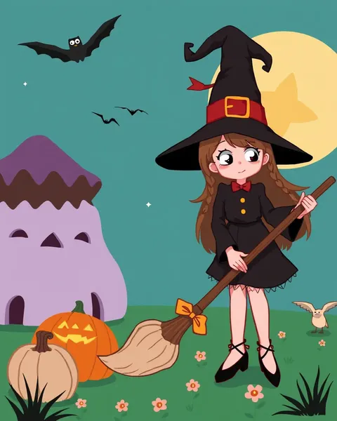 Vibrant Cartoon Witch Pictures for Young Eyes