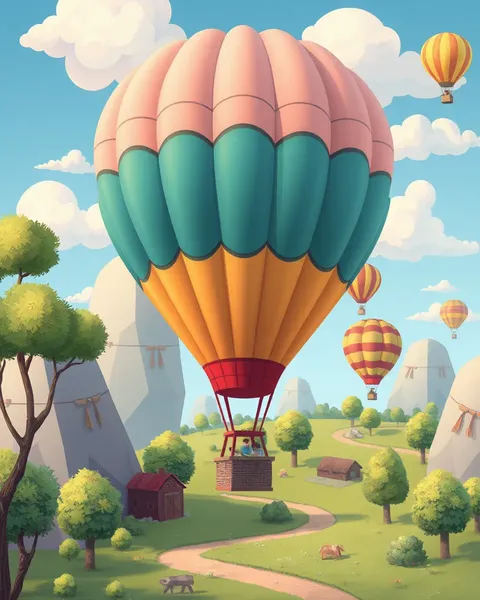 Vibrant Hot Air Balloon Cartoon Illustrations