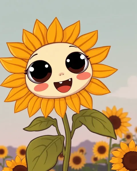 Vibrant Sunflower Cartoon Picture to Brighten Up