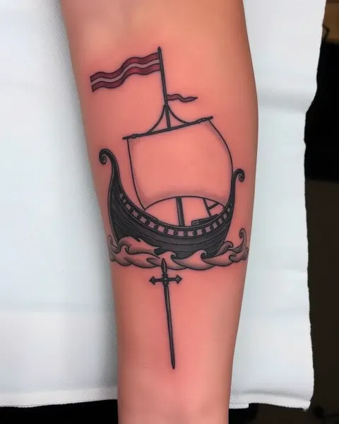 Viking Ship Tattoo Sleeve Design