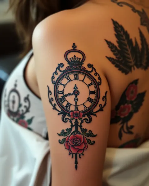 Vintage clock tattoos for nostalgic charm