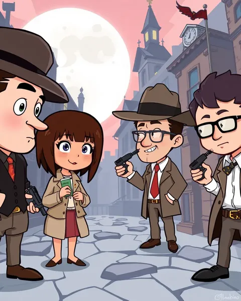 Vivid Cartoon Pictures of Detectives in Pursuit