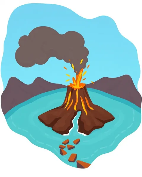 Volcano Cartoon Image Portrays Eruption in Action