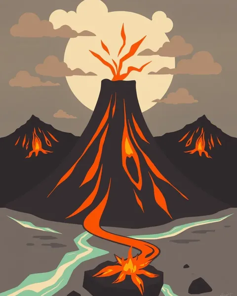 Volcano Cartoon Images for Educational Science Lesson