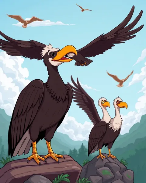 Vultures in Cartoonish Style