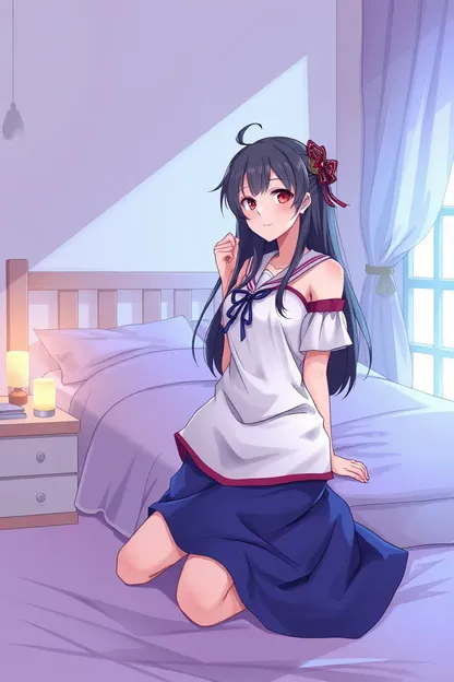 Waifu Girl's Naked Body on Bed Scene