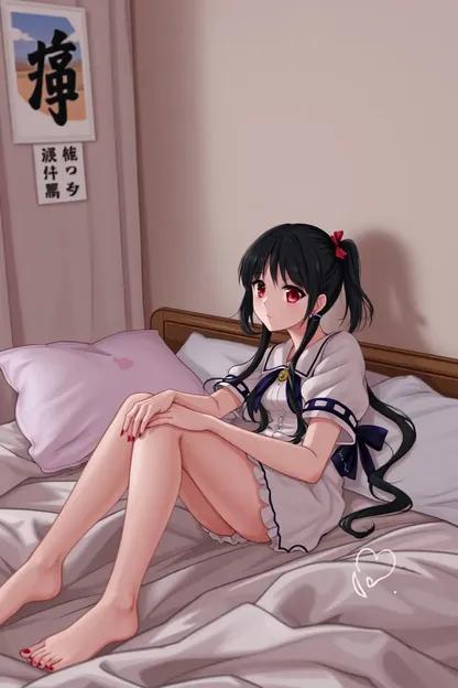 Waifu Girl's Naked Form on Bed