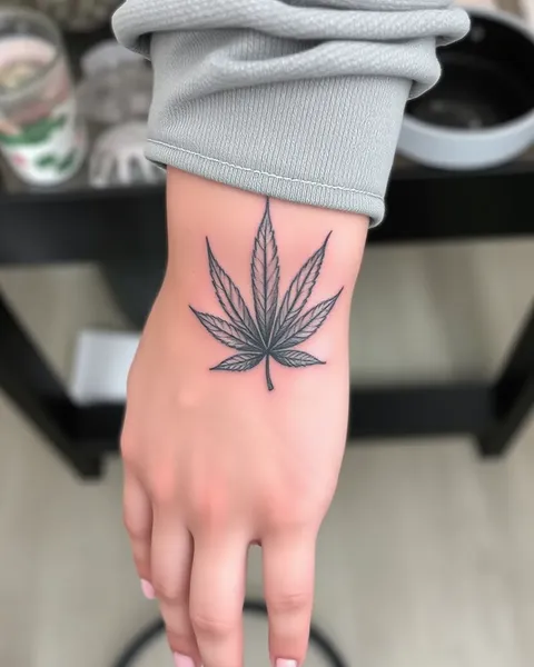 Weed Leaf Tattoo on Human Skin