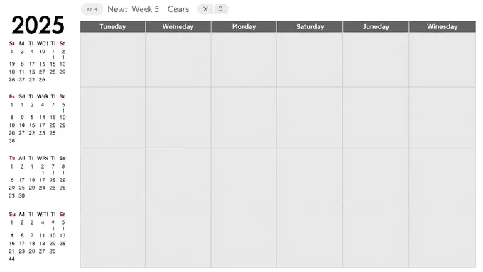 Weekly Planner for 2025 Days