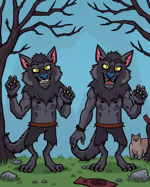 Werewolves in Cartoon Pictures and Illustrations