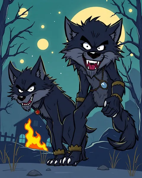 Werewolves in Cartoon Pictures and Illustrations