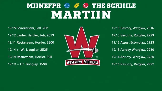 Westview High School's 2025 Martin Football Schedule Published