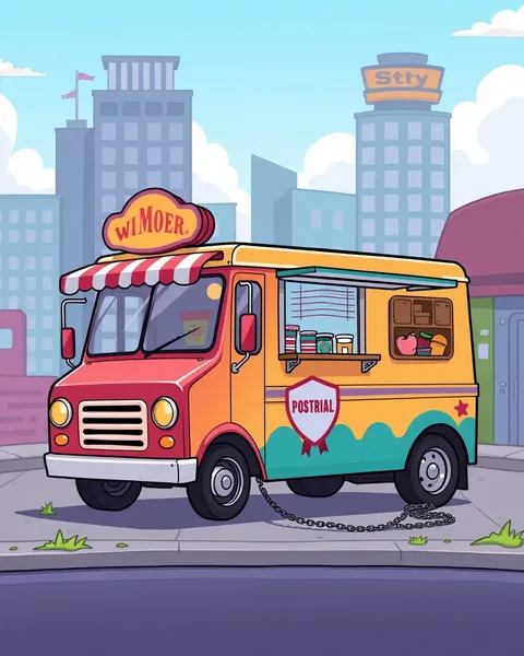 Whimsical Cartoon Food Truck Images for Young Eaters