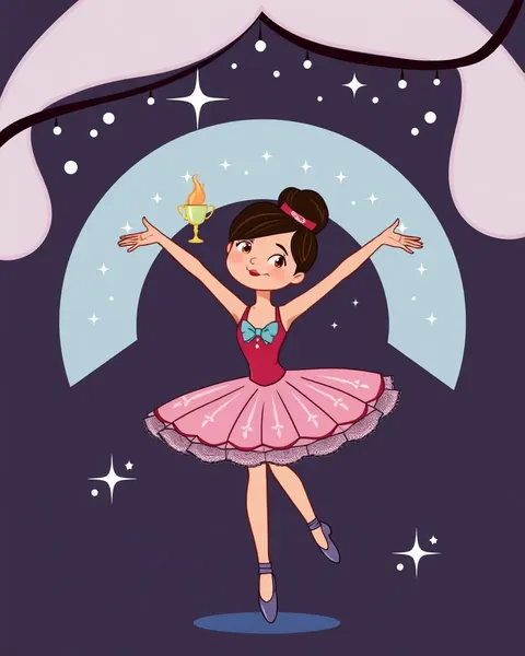 Whimsical Cartoon Images of Ballerinas in Motion