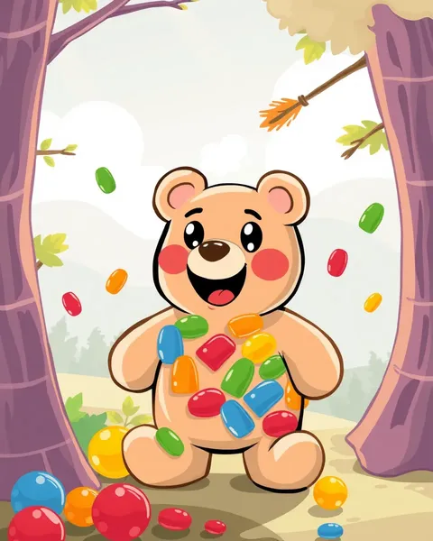 Whimsical Gummy Bear Cartoon Photos for Kids' Enjoyment