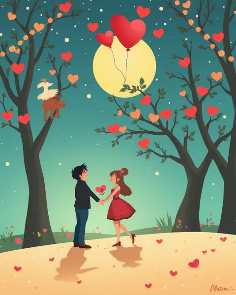 Whimsical Romantic Cartoon Photo Depicts Love Story