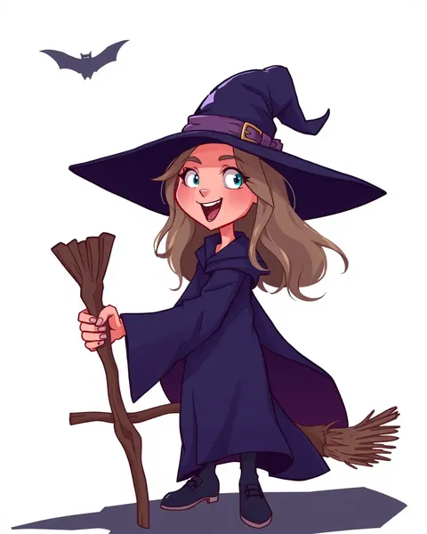 Witch's Cartoon Picture with Magic