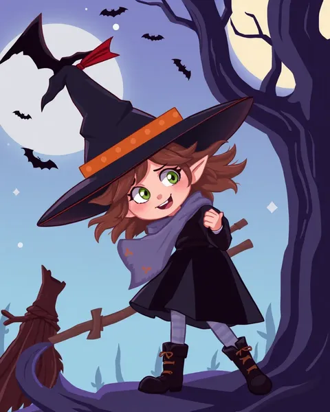 Witch Cartoon Pictures with Magical Landscapes