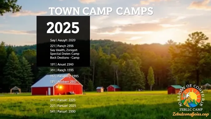 Zebulon Town 2025 Camp Schedule Schedule