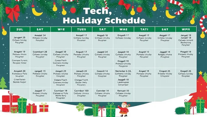 2025 La Tech Holiday Schedule Calendar Available