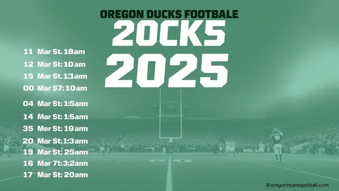 2025 Oregon no Football Puroguramu Shedyādo Onrain ni Reberēdo